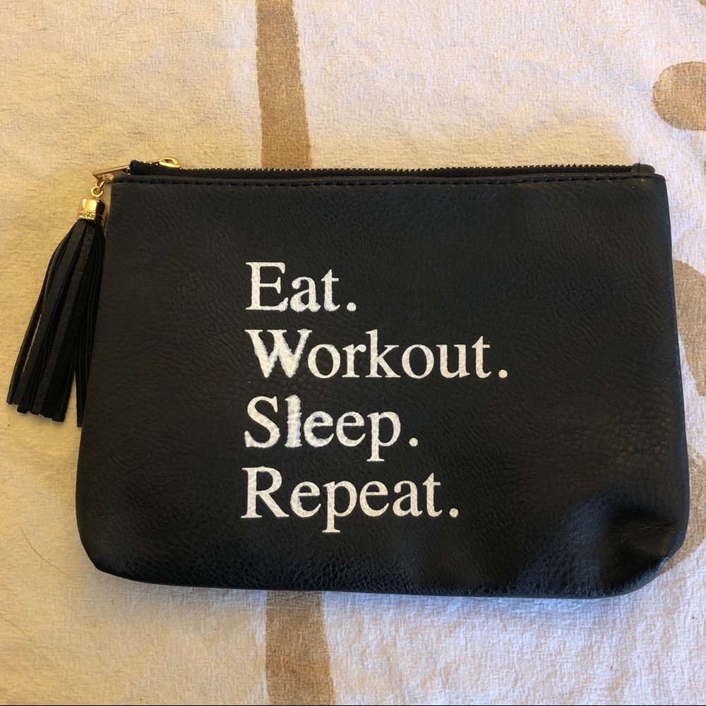 “Eat. Workout. Sleep. Repeat.” Cosmetic Bag